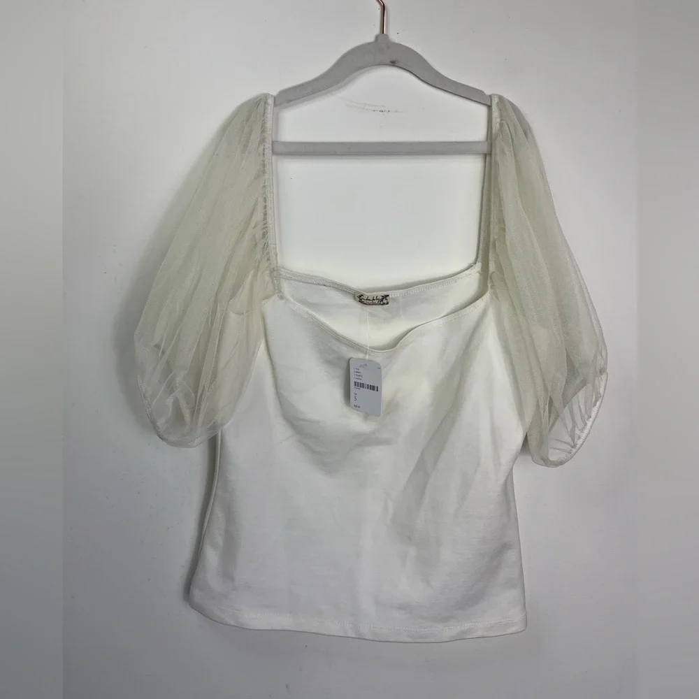NWT Free People Puff Sleeve Ivory Top Intimately S Romantic Balletcore